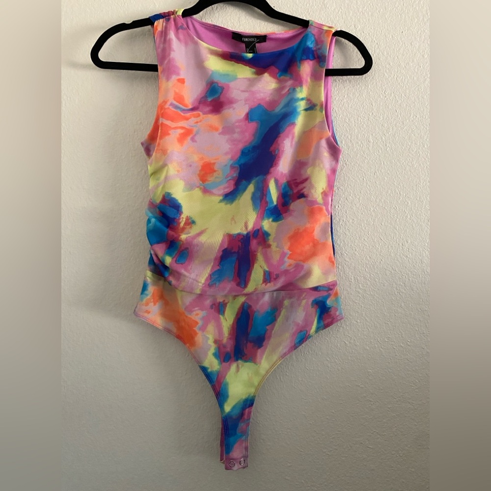 Forever 21 Bodysuit Mesh Top Colorful Size S Festival Rave